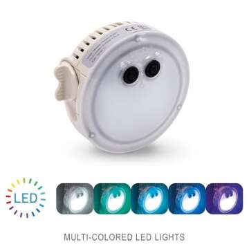 Intex PureSpa Battery Powered Submersible Multi-Colored LED Light PureSpa Models with White, Green, Teal, Blue, and Purple Lights