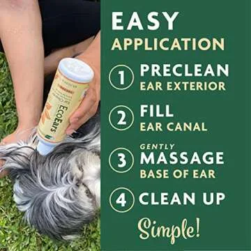 EcoEars Dog Ear Cleaner Solution–8 Oz. Natural Dog Ear Multi-Action Formula for Large or Small Canines – Ear Drops to Alleviate Itchy Ears, Shaking, & Otic Discharge–Puppy Supplies by Vet Organics 2pk
