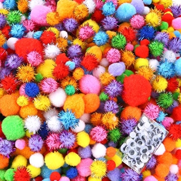 Caydo 2000 Pieces Assorted Multicolor Pom Poms Craft Set
