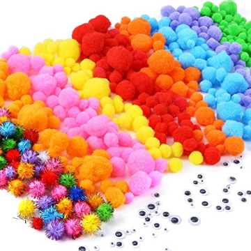 Caydo 2000 Pieces Assorted Multicolor Pom Poms Craft Set