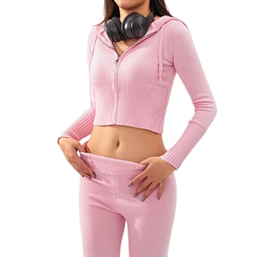 NUFIWI Women Ribbed Knit 2 Piece Outfits - Chic and Comfortable Loungewear Set