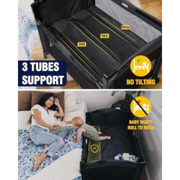 BEKA 4 in 1 Baby Bassinet Bedside Sleeper, Baby Bedside Crib 4 Functions, Bedside Bassinet Crib Slee...