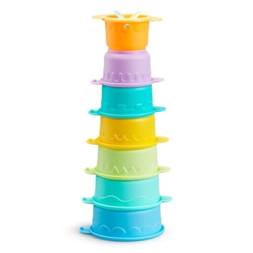 Colorful Munchkin Connect-A-Cup Bath Toy - Fun Stacking Cups for Toddlers and Babies 9 Months+