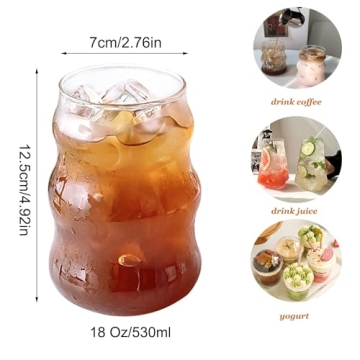 YANOOLH 2 Pcs Ribbed Glass Cups for Every Beverage