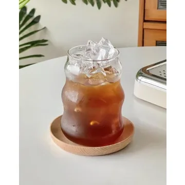 YANOOLH 2 Pcs Ribbed Glass Cups for Every Beverage