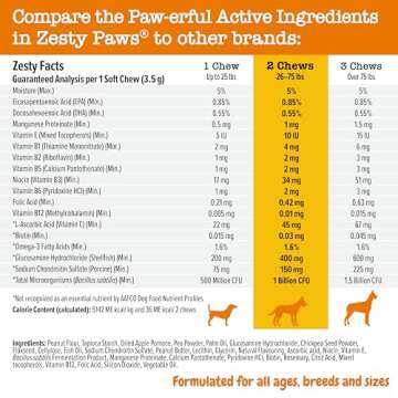 Zesty Paws Dog Multivitamin, Chewable Dog Vitamins and Supplements for Hip & Joints, Skin & Coat, Omega 3 Fish Oil for Dogs- Senior & Puppy Multivitamin - Peanut Butter- 90ct