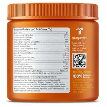 Zesty Paws Dog Multivitamin, Chewable Dog Vitamins and Supplements for Hip & Joints, Skin & Coat, Omega 3 Fish Oil for Dogs- Senior & Puppy Multivitamin - Peanut Butter- 90ct