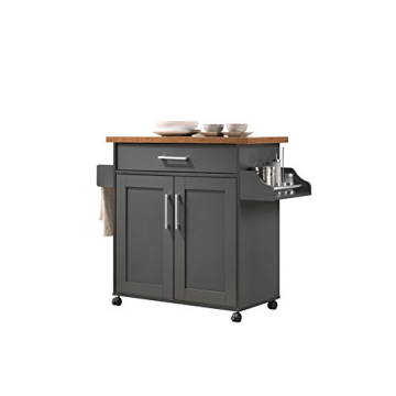 Hodedah Kitchen Island with Spice Rack & Towel Holder