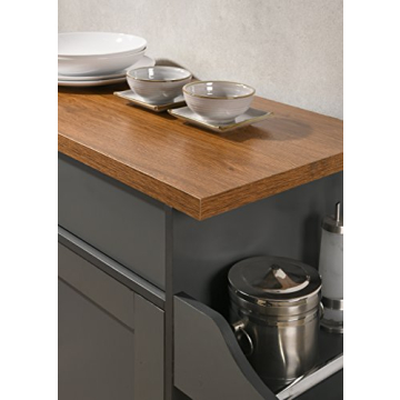 Hodedah Kitchen Island with Spice Rack & Towel Holder