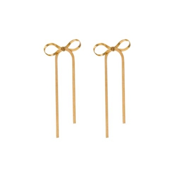 Long Chain Bow Dangle Drop Tassel Earrings for Women Gold Silver Bow Earrings Ribbon Fringe Waterfal...