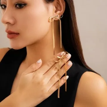 Stylish Long Chain Bow Tassel Earrings for Women