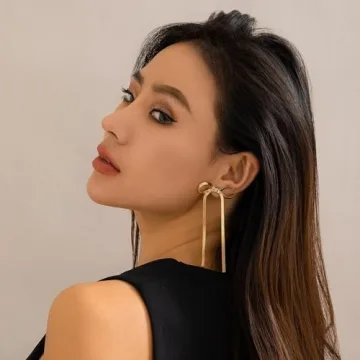 Stylish Long Chain Bow Tassel Earrings for Women