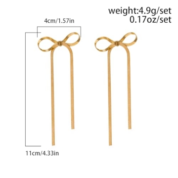 Stylish Long Chain Bow Tassel Earrings for Women