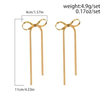 Stylish Long Chain Bow Tassel Earrings for Women
