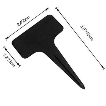 100 Pcs Plastic Plant Labels, Water Resistant T-Types Plant Tag Reusable Nursery Garden Labels Plant Markers for Flower, Vegetables(Black)