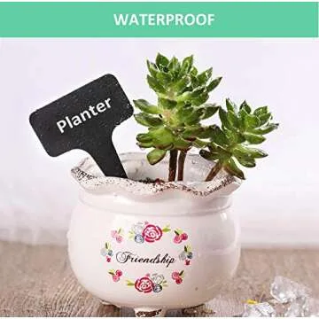 100 Pcs Plastic Plant Labels, Water Resistant T-Types Plant Tag Reusable Nursery Garden Labels Plant Markers for Flower, Vegetables(Black)