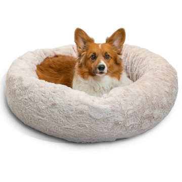 Best Friends by Sheri Calming Donut Dog and Cat Bed - Luxuriously Soft and Stylish for Ultimate Comf...
