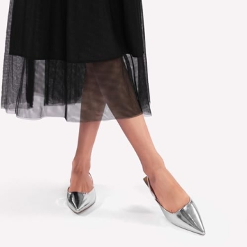 Riekhany Slingback Flats for Women Slip On Pointed Toe Casual Mule Shoes