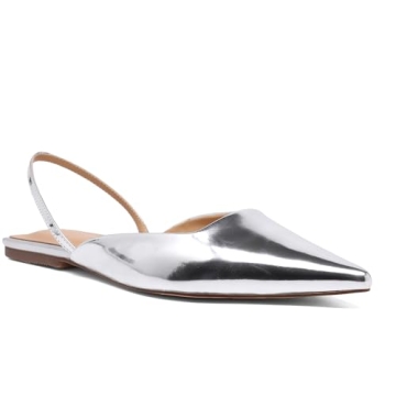 Riekhany Slingback Flats for Women Slip On Pointed Toe Casual Mule Shoes