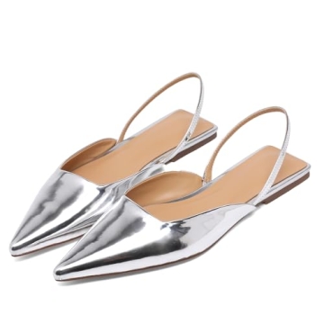 Riekhany Slingback Flats for Women Slip On Pointed Toe Casual Mule Shoes