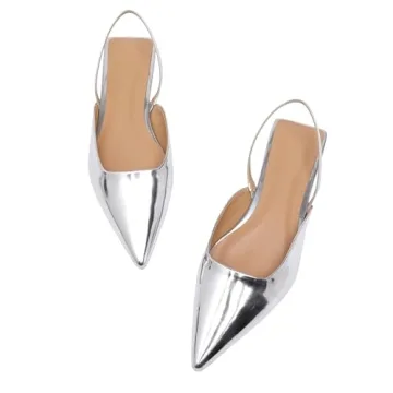 Riekhany Slingback Flats for Women Slip On Pointed Toe Casual Mule Shoes
