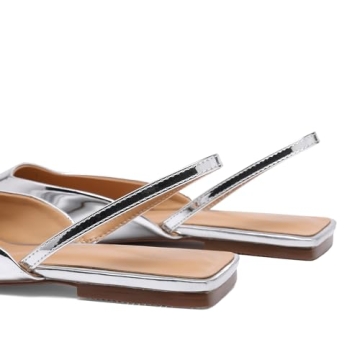 Riekhany Slingback Flats for Women Slip On Pointed Toe Casual Mule Shoes