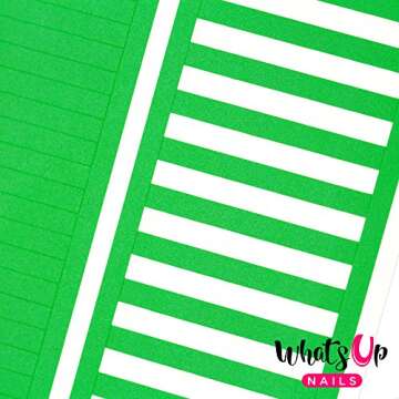 Whats Up Nails - Wide Straight Vinyl Tape Stencils for Nail Art Design (1 Sheet, 72 Strips)