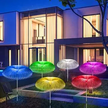 Axafnev Solar Lights for Outside 6 Pack 7 Colors Changing Jellyfish Lights Outdoor Waterproof Solar Flowers Garden Lights for Yard Pathway Lawn Festival Wedding Party Decoration