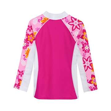 Tuga Girls Shoreline L/S Rash Guard (UPF 50+), Taffy, 8/10 yrs