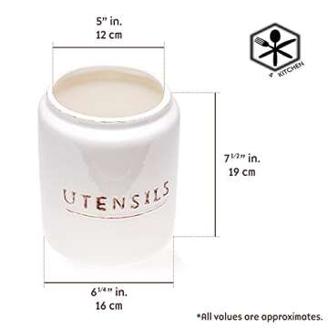 Kitchen Utensil Holder for Countertop, Rustic Ceramic Utensil Crock, Vintage Farmhouse Kitchen Décor, Deep, Tall, and Stable, Easy to Use and Clean