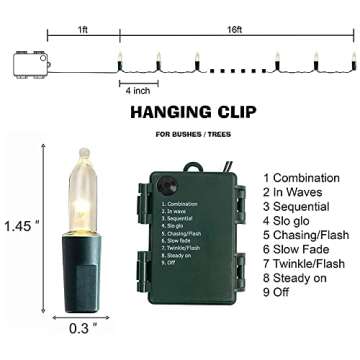 Dazzle Bright 50 LED Batter Operated Christmas Lights, 16 FT Waterproof Mini String Lights with 8 Mo...