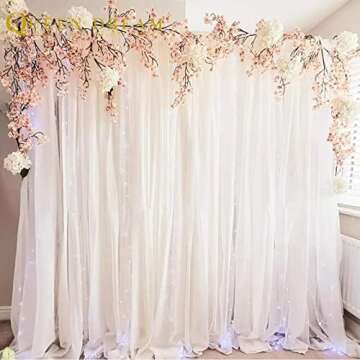 White Backdrop Curtains 10ft x 10ft Chiffon Photo Drapes for Wedding Birthday Parties Baby Decoratio...