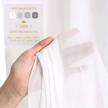 White Backdrop Curtains 10ft x 10ft Chiffon Photo Drapes for Wedding Birthday Parties Baby Decorations 2 Panels 5ft x 10ft