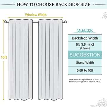 White Backdrop Curtains 10ft x 10ft Chiffon Photo Drapes for Wedding Birthday Parties Baby Decorations 2 Panels 5ft x 10ft