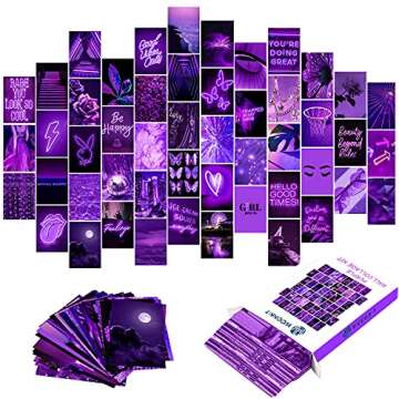 WOONKIT Purple Photo Wall Collage Kit Aesthetic Pictures, Wall Decor for Bedroom, Room Decor for Tee...