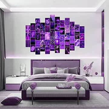 WOONKIT Purple Photo Wall Collage Kit Aesthetic Pictures, Wall Decor for Bedroom, Room Decor for Teen Girls, Trendy, 50PCS 4x6 INCH