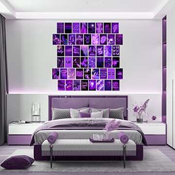 WOONKIT Purple Photo Wall Collage Kit Aesthetic Pictures, Wall Decor for Bedroom, Room Decor for Teen Girls, Trendy, 50PCS 4x6 INCH