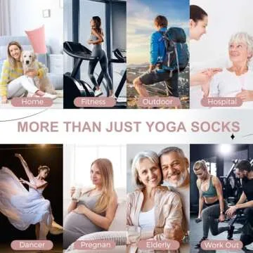 Ivyhouse Yoga Socks for Women Non-Slip Grips, Pilates Ballet Barre Socks, Crew Length Gripper Socks with Anti-Skid Soles, 4 Pairs, White*4