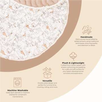 Crane Baby Activity Mat, Baby Play Mat for Boys and Girls, Woodland Animals, 40" x 40", Baby Must Ha...