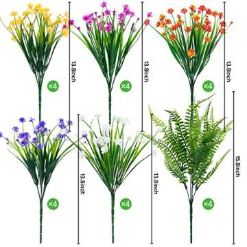 Ouddy Decor 24 Bundles UV Resistant Artificial Flowers for Home and Garden