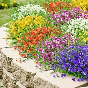 Ouddy Decor 24 Bundles UV Resistant Artificial Flowers