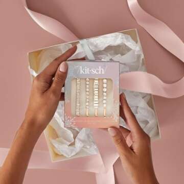 Kitsch Rhinestone Bobby Pins Set of 4 - Decorative Hair Pins with Assorted Crystal Shapes | Sparkling Hair Accessories for Women | Fancy Hair Pins for Glam Styles, Holiday Looks, Weddings & Gift Idea