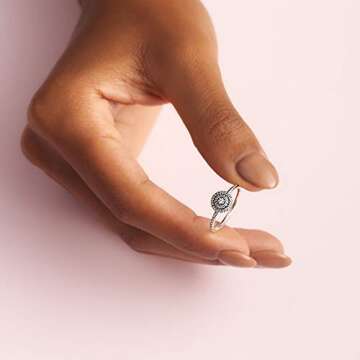 Pandora Elegant Sparkle Ring - Sterling Silver Ring for Women - Layering or Stackable Ring - Gift for Her - Sterling Silver with Clear Cubic Zirconia - Size 9