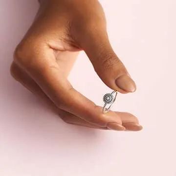 Pandora Elegant Sparkle Ring - Sterling Silver Ring for Women - Layering or Stackable Ring - Gift for Her - Sterling Silver with Clear Cubic Zirconia - Size 9