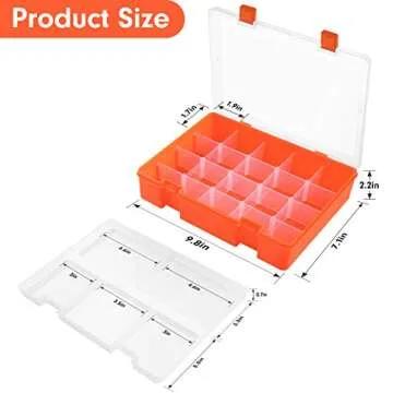 DANYING Two Layers Plastic Organizer Box with Adjustable Dividers, 23 Grids Storage Container for Small Items, 23 Compartments Storage Box for Office Supplies Beads Crafts Jewelry (Inner High 2In)