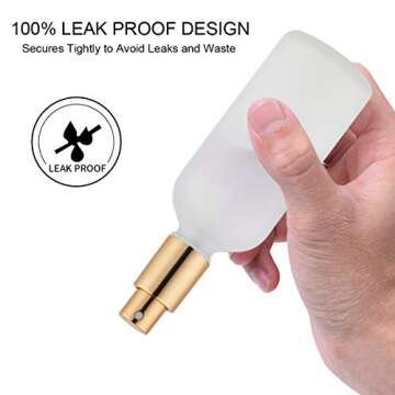 Glass Spray Bottle 3.4oz, Empty Frosted Perfume Atomizer, Fine Mist Spray,Gold Sprayer (2 PACK)