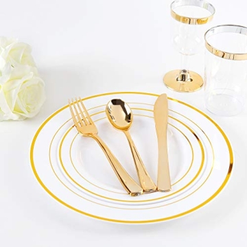 Elegant Gold Plastic Dinnerware Set for Parties