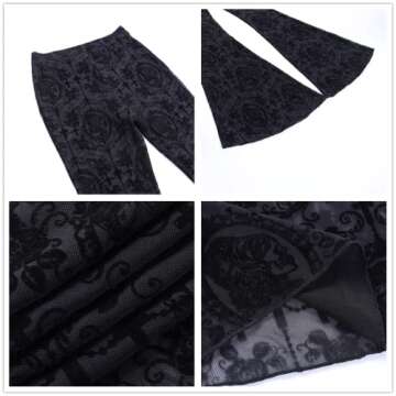 Alt Flared Pants for Women Black Mesh Sheer Bell Bottoms See Through Lace Wide Leg