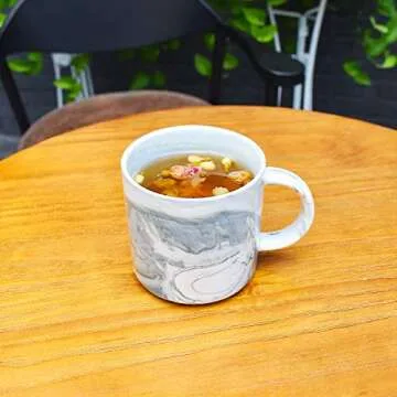 Smarlin Marbling Ceramic Coffee Mug, Tea Cup for Office and Home, 13 Oz, Dishwasher and Microwave Sa...