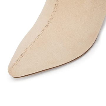 Coutgo Womens Pointed Toe Knee High Boots Sexy kitten Heel Side Zipper Vegan Suede Comfort Winter Boot